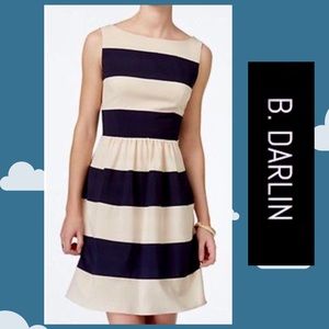 B. Darlin Nude & Navy Striped Dress